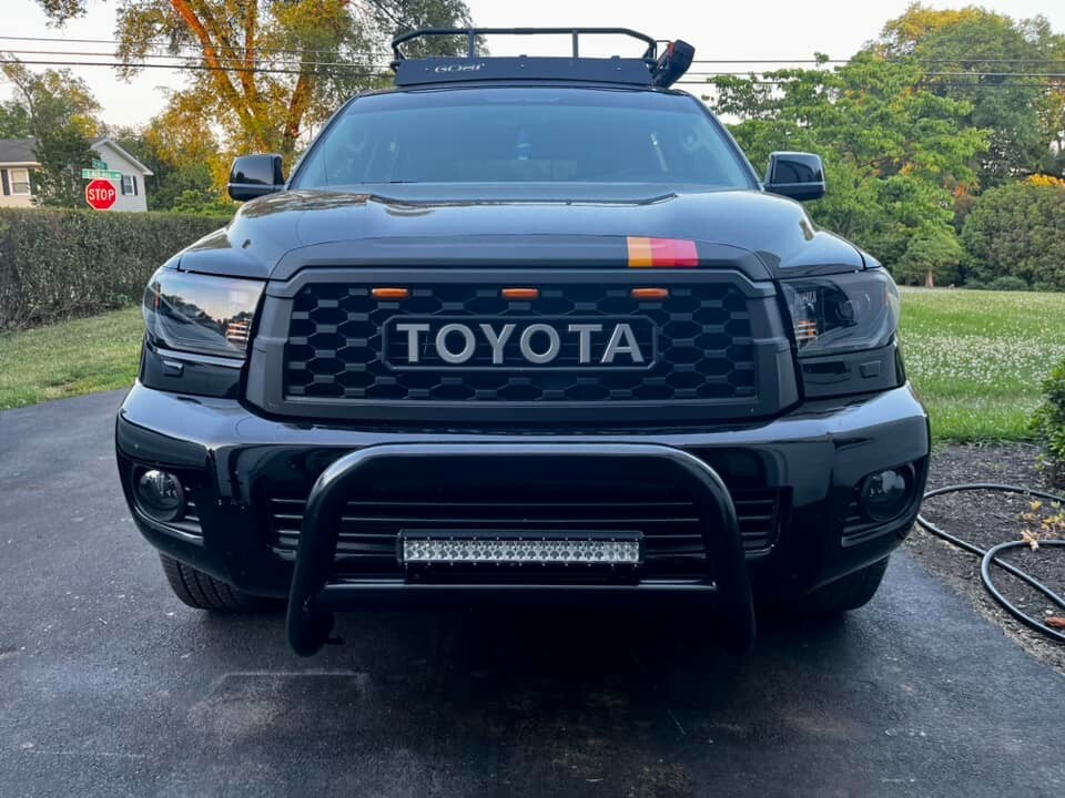 2008-2021 ABS Black TRD REP Front Grill Amber LEDs letters Fits Toyota Sequoia