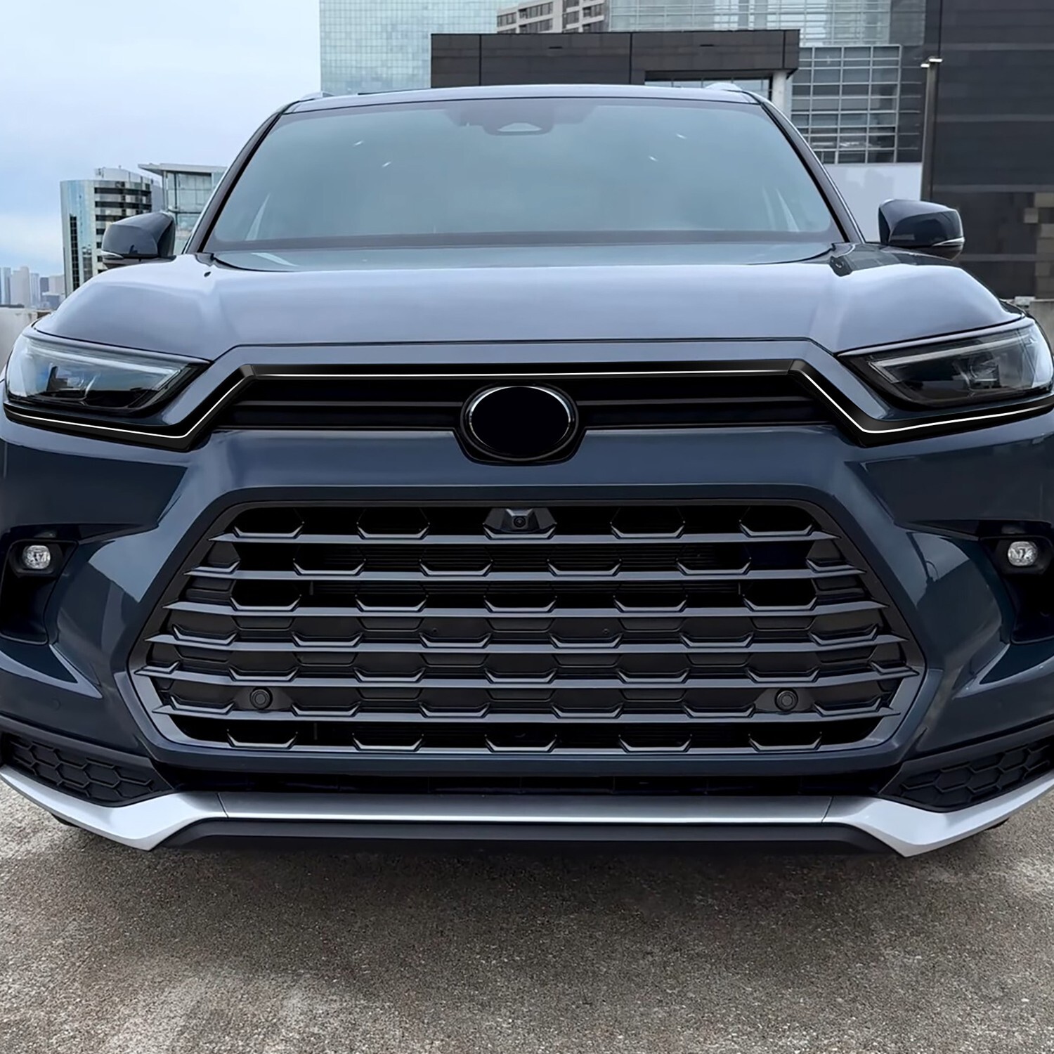 Glossy Black Engine Hood Grill Strip Trim For Toyota Grand Highlander 2023-2025