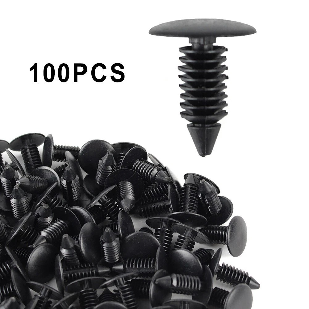 100Pcs/set Plastic Auto Bumper Clips – 8mm Automotive Clips and Fasteners Black