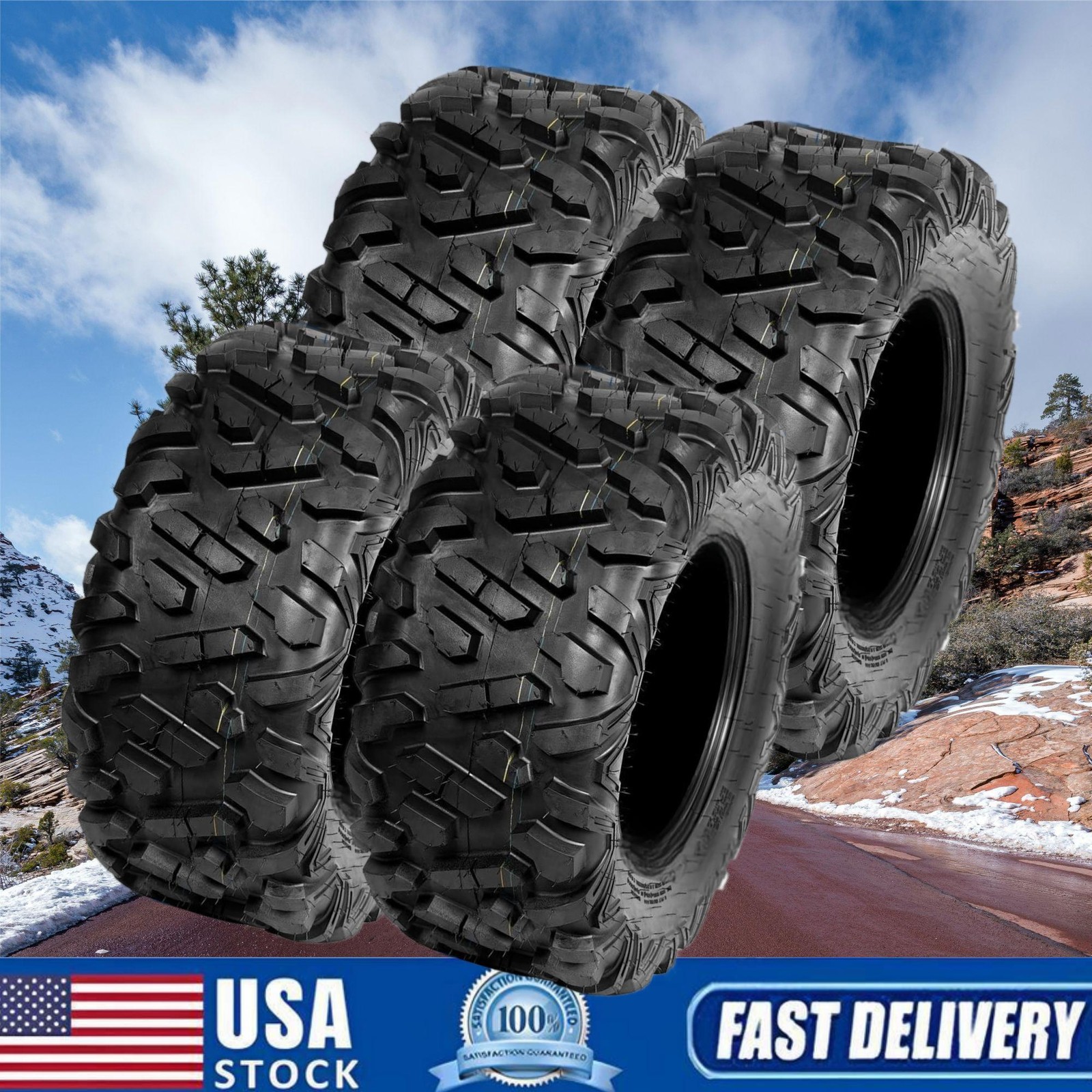 Set of 4 ATV UTV Tires 26×9-12 26x9x12 Front & 26×11-12 26x11x12 Rear 6PR Heavy