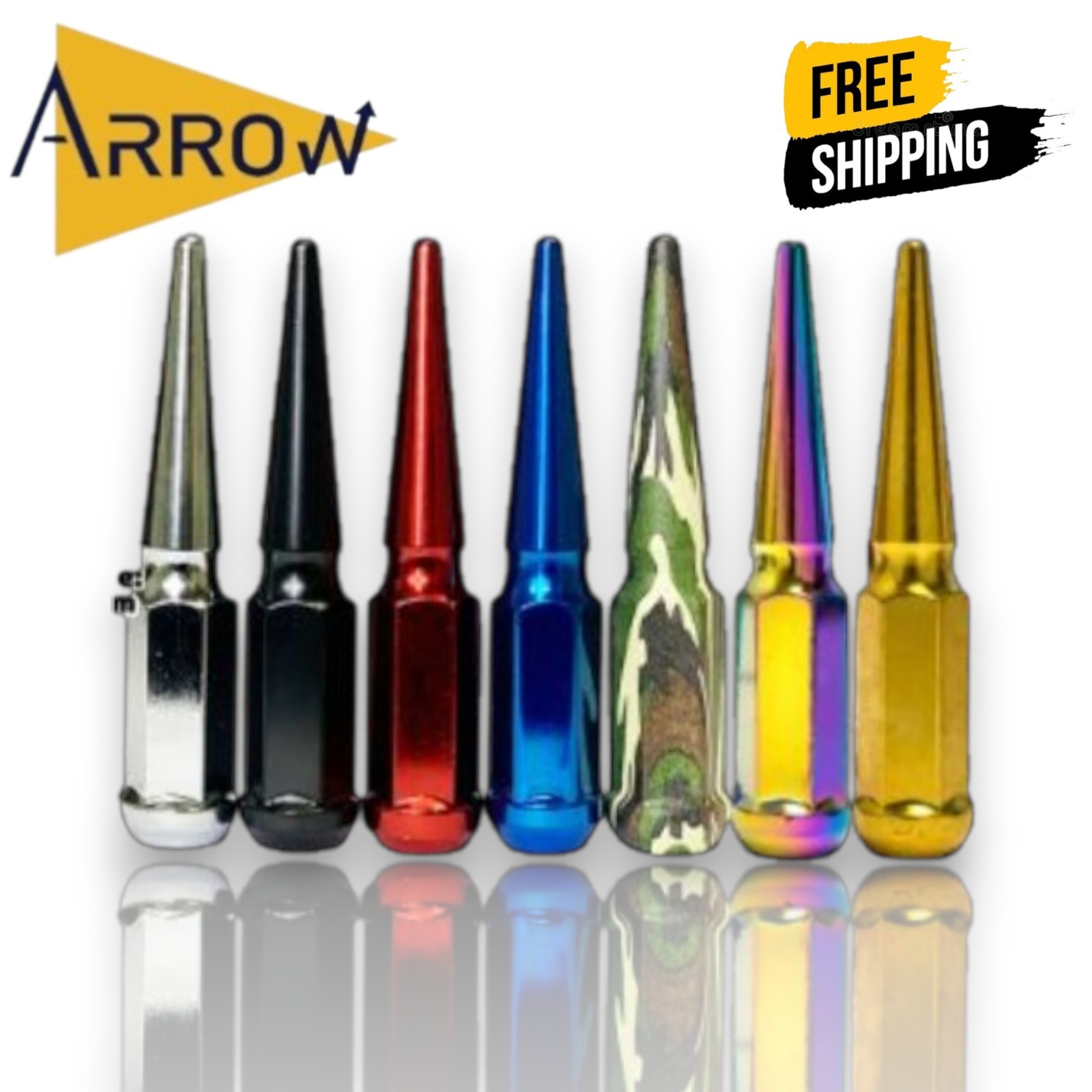 24x CHROME M14x1.5 SOLID STEEL SPIKE LUG NUT 4.5″ TALL+KEY FIT: CHEVROLET MODELS