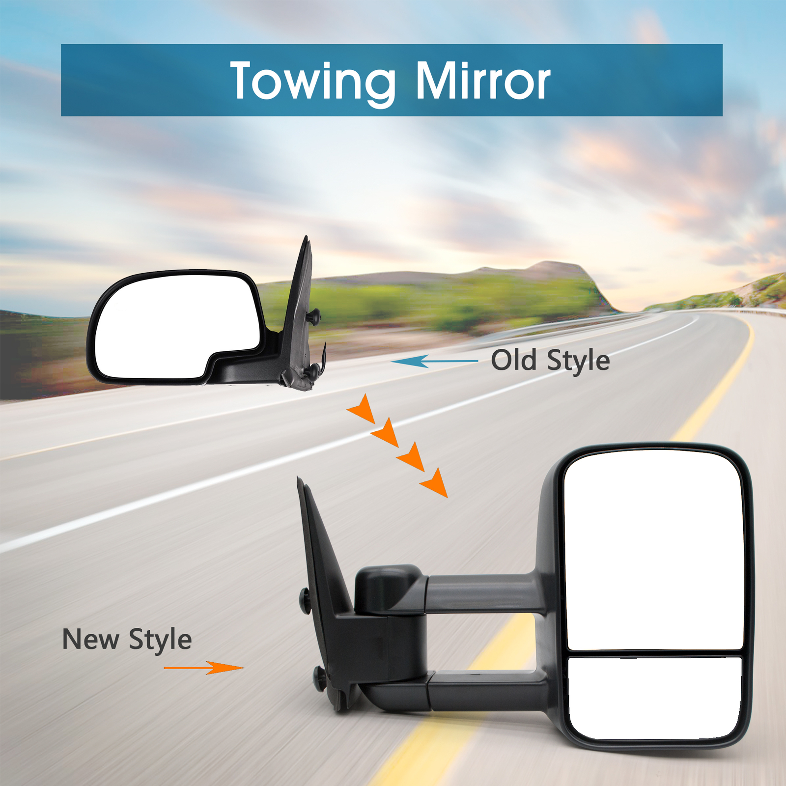 Tow Mirrors Manual Fold Fits 2001-2005 GMC Sierra 1500 2500 Ledt+Right Side