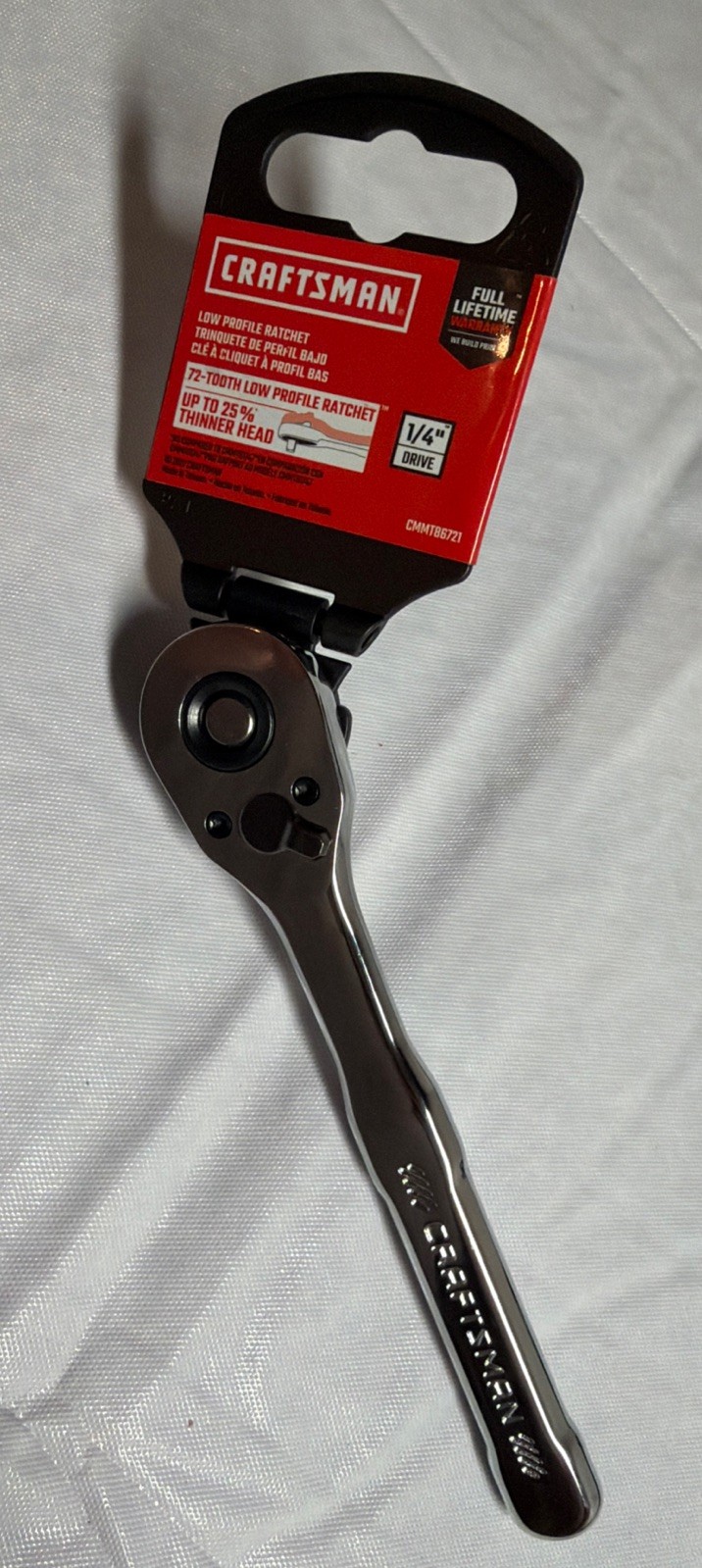 Craftsman CMMT86721 1/4” Drive 72-Tooth Low Profile Ratchet New