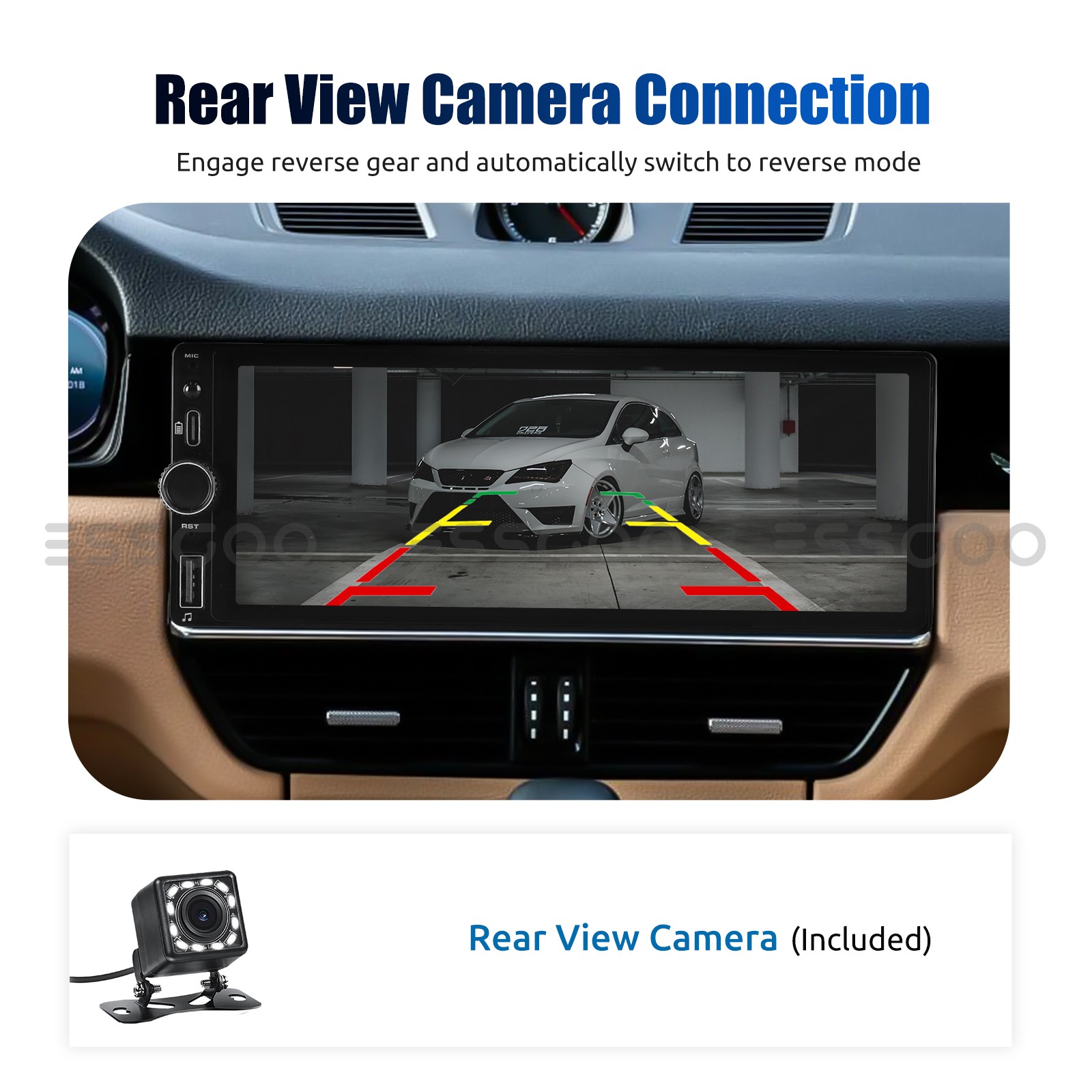 6.86″ 1 DIN Car MP5 Player Touch Screen Car Radio Stereo USB Carplay SWC+MIC&CAM
