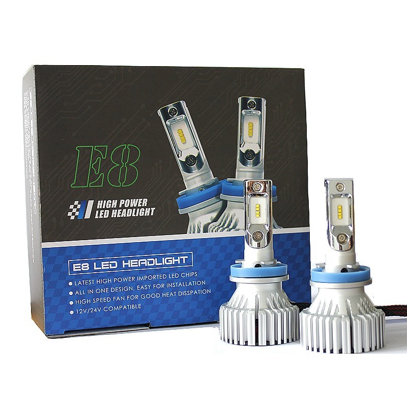 2024 Auto LED Headlight Kit 60W & 8000Lm/Set – H11/H8 – Color Super White 6500K
