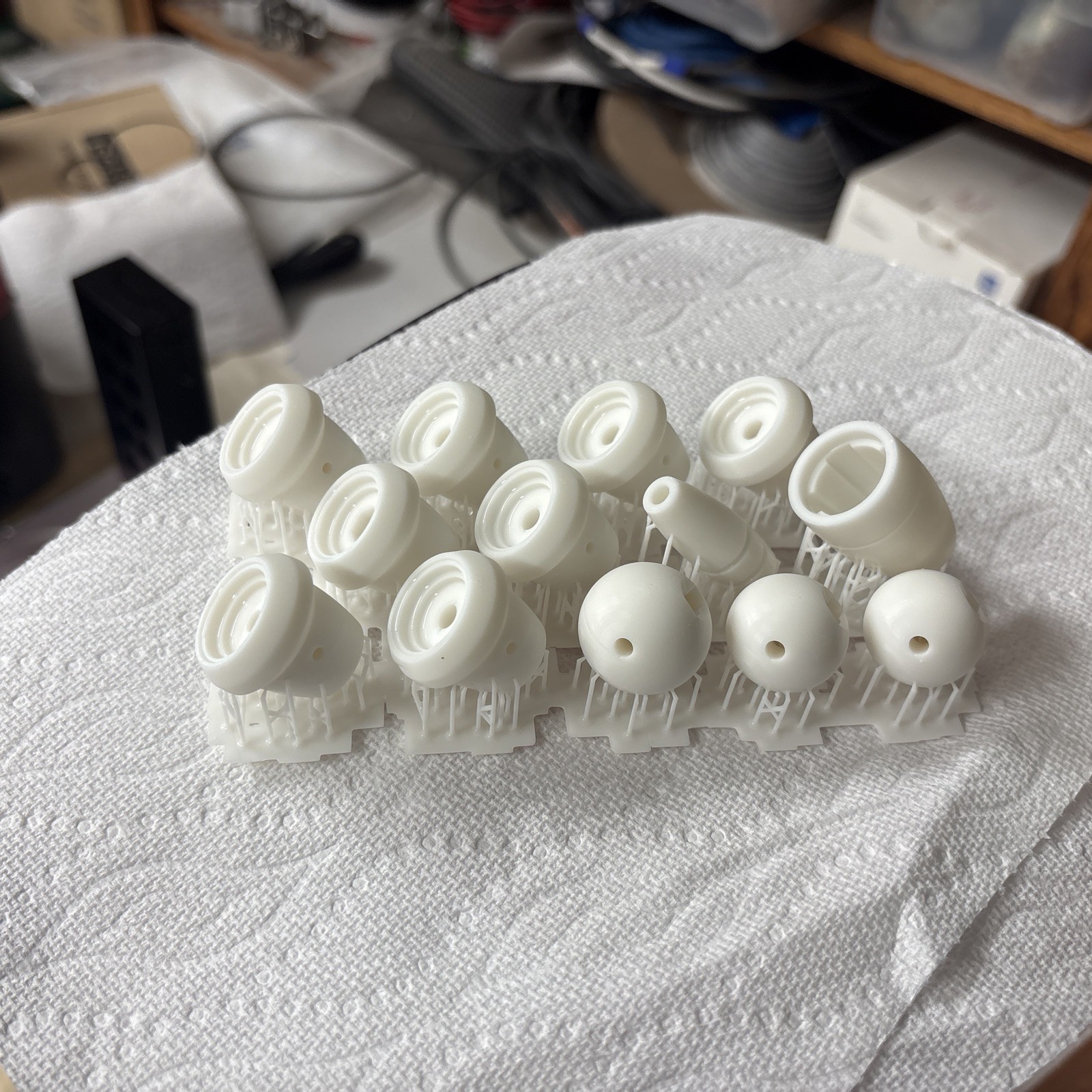 1956 Pontiac Dash Knobs, 3D Printed in White Plastic, Set Of 13