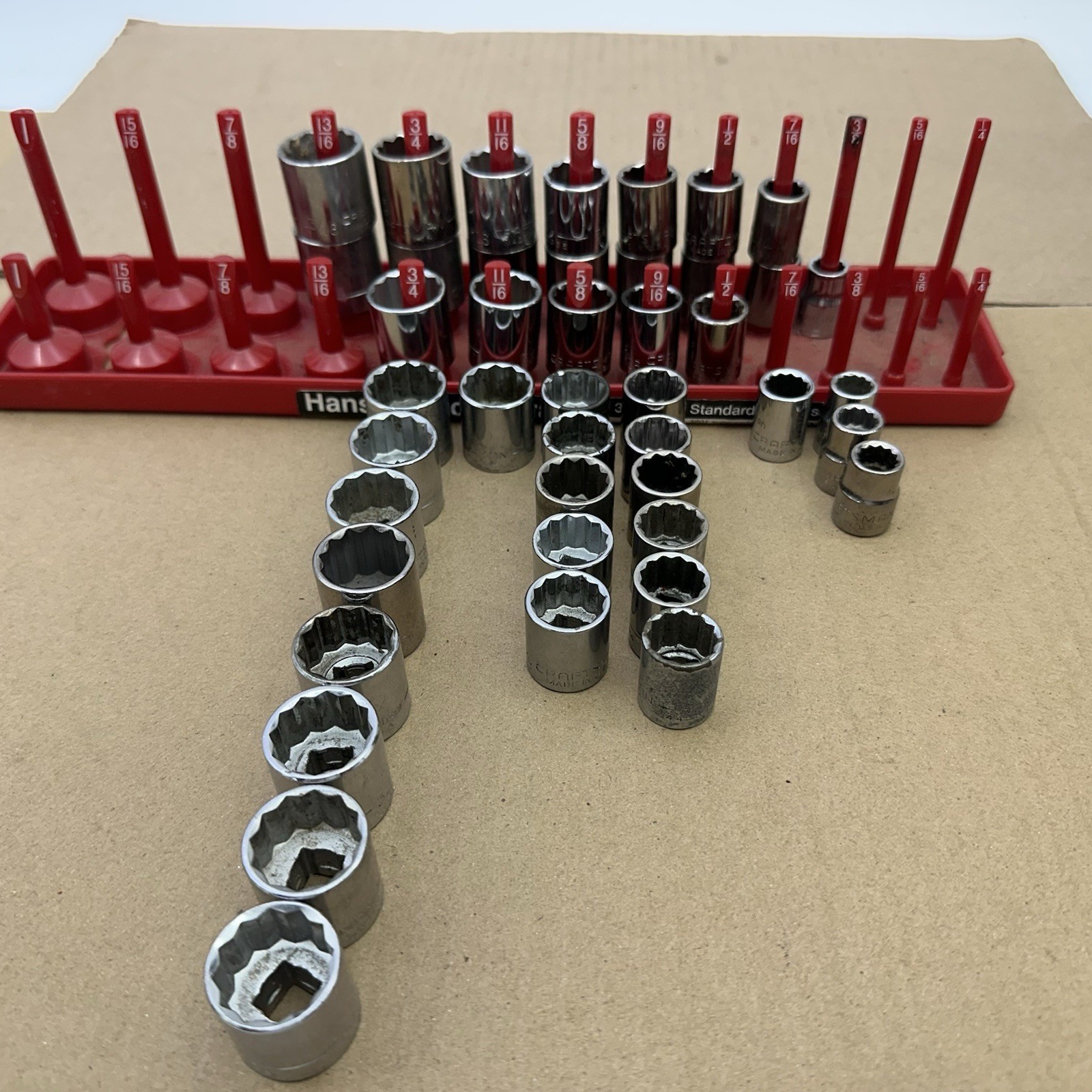 44pc Lot Craftsman USA 3/8 Drive SAE Socket Set 3/8-13/16 12PT G G2 Inverted