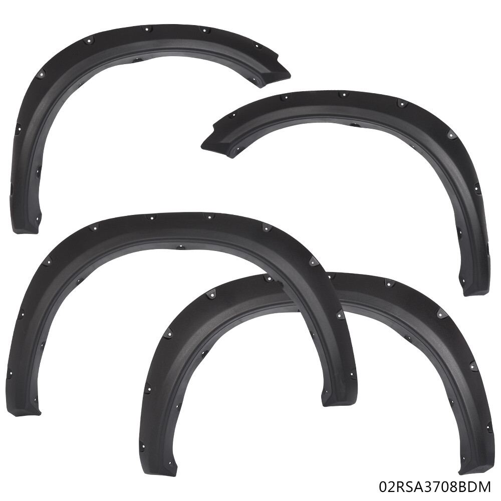 4PCs Wheel Fender Flares Textured Fit For 2009-2023 Dodge Ram 1500 Pocket Rivet