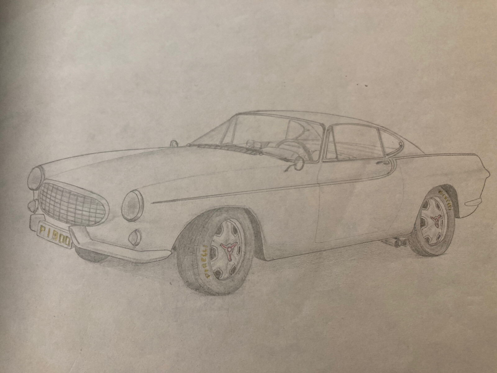 Original Series HAND Drawn pencil Art Volvo p1800 1800 Jensen 1800 1800e 1800s