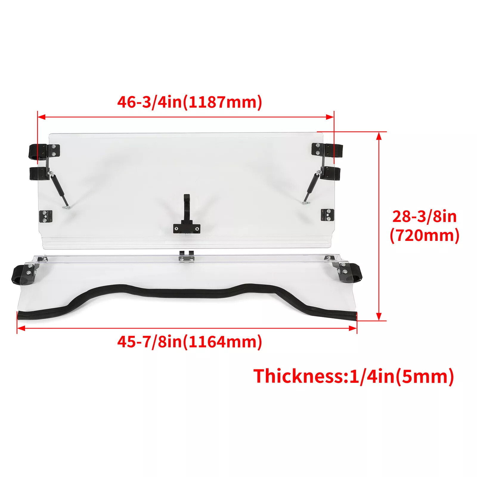 Clear Flip Windshield Scratch Resistant For 14-24 Honda Pioneer 700/700-4 Models