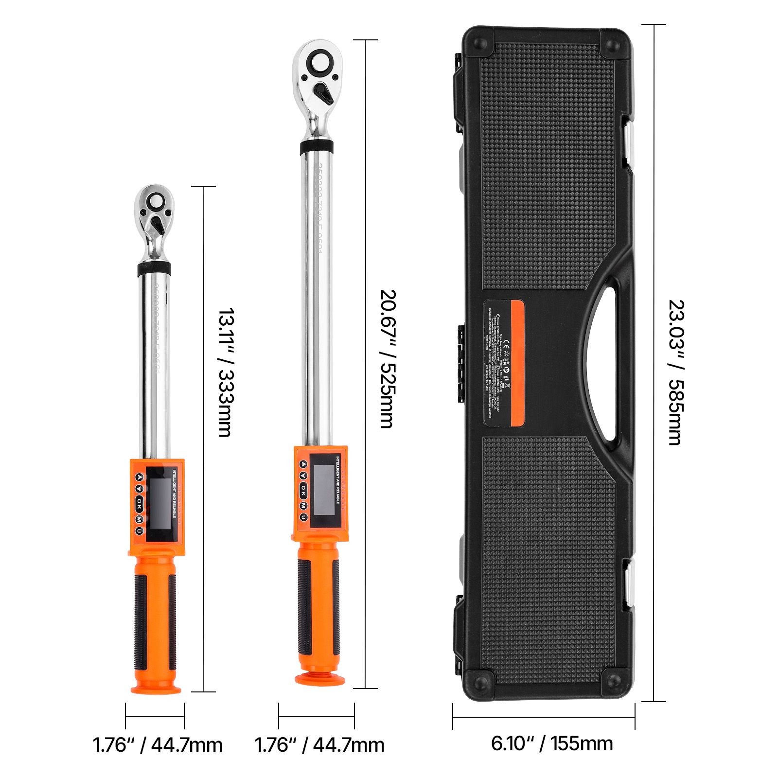 2PC Digital Torque Wrench Set 1/2+3/8in Drive ±2%