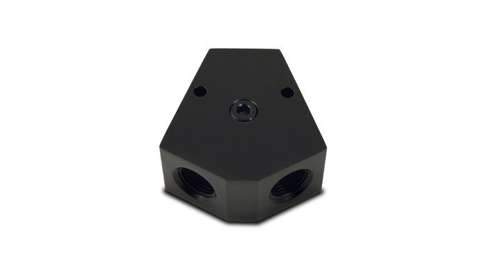 Vibrant Billet Aluminum Y-Block Fitting with 1/8in NPT Port – 1/2in NPT x 3/8in