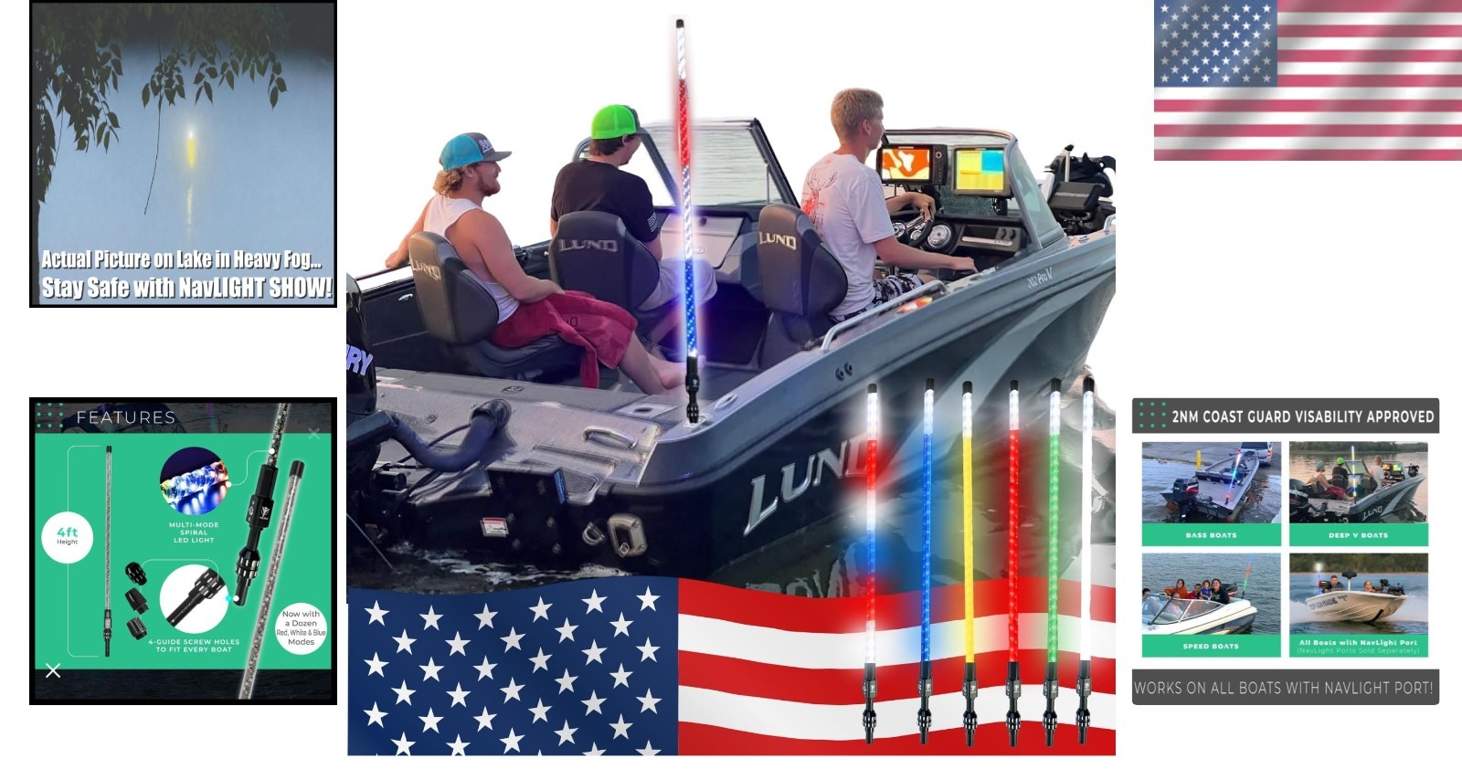 Multicolor 4ft LED Boat Navigation Light Show – 12 Patterns & Waterproof