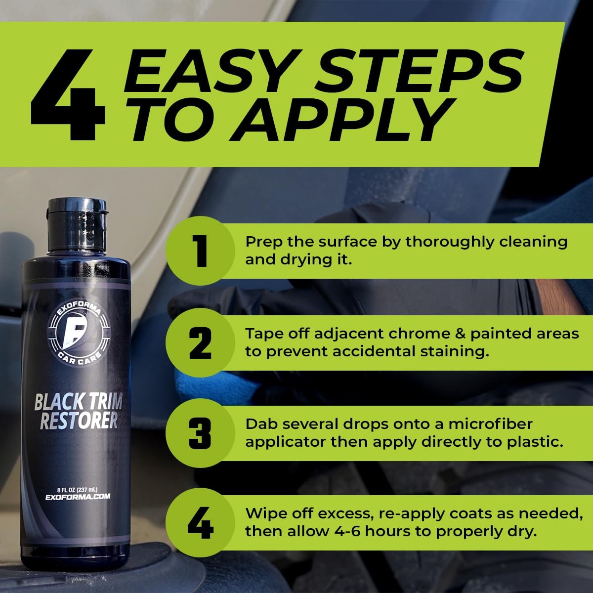 ExoForma Black Trim Restorer – Lasts 6+ Months, 4 Fl Oz (Pack of 1),