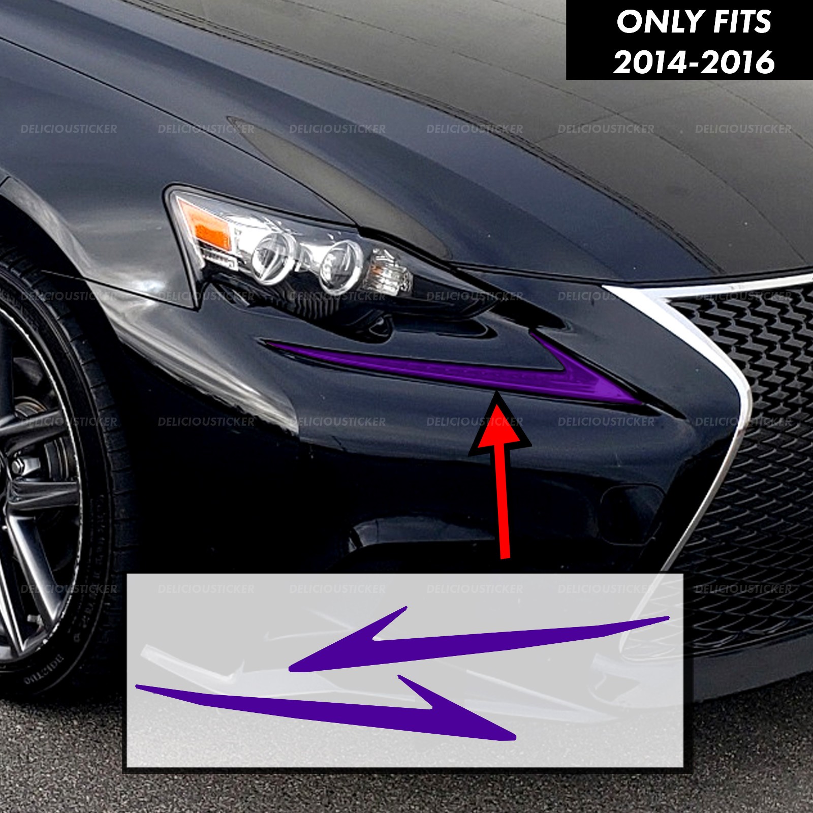 For 14-2016 Lexus IS Purple DRL Day Time Running Light Overlay Vinyl PreCut Tint