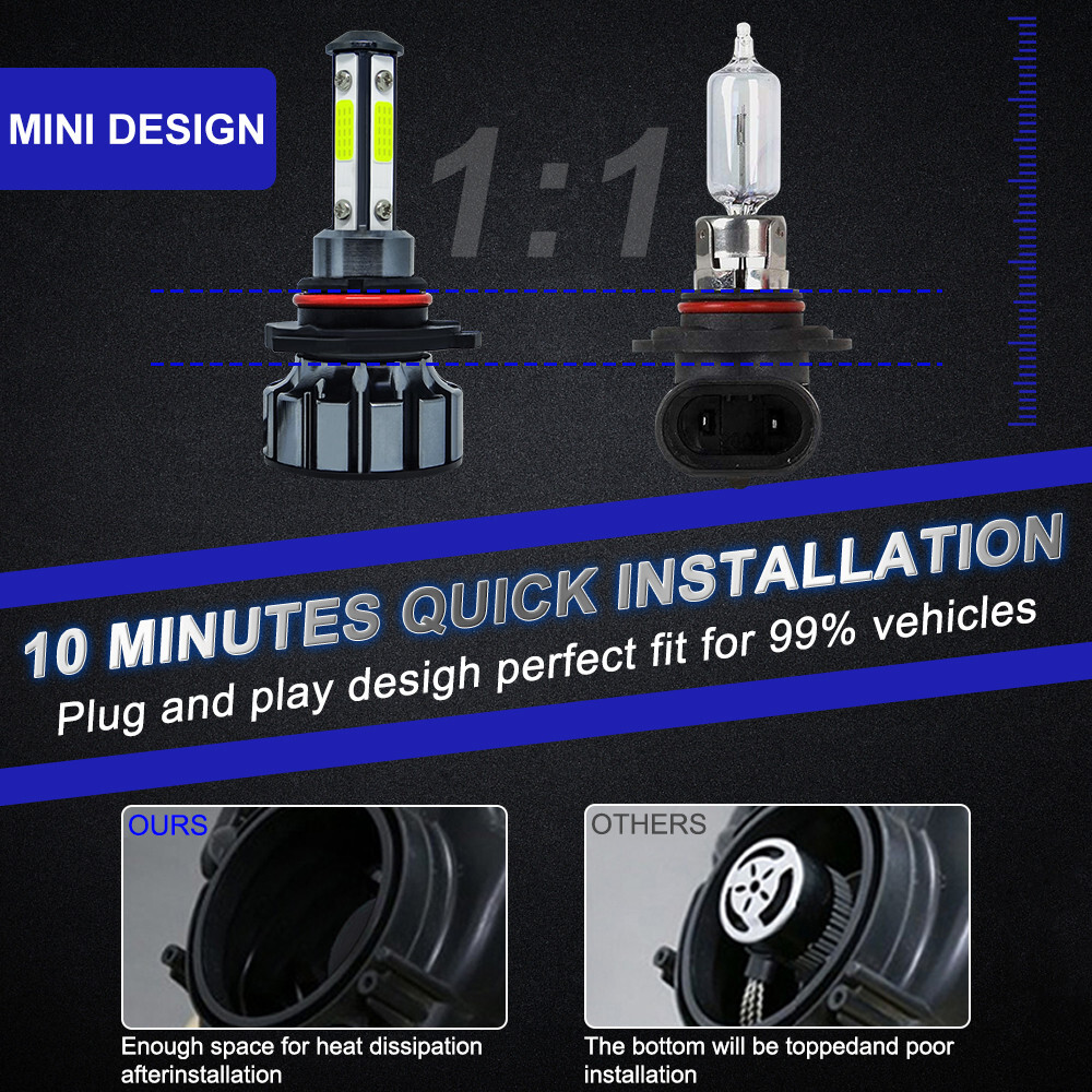 9005+9006 LED Combo COB LED Headlight Kit 360000LM Light Bulbs Hi/Low Beam 6000K