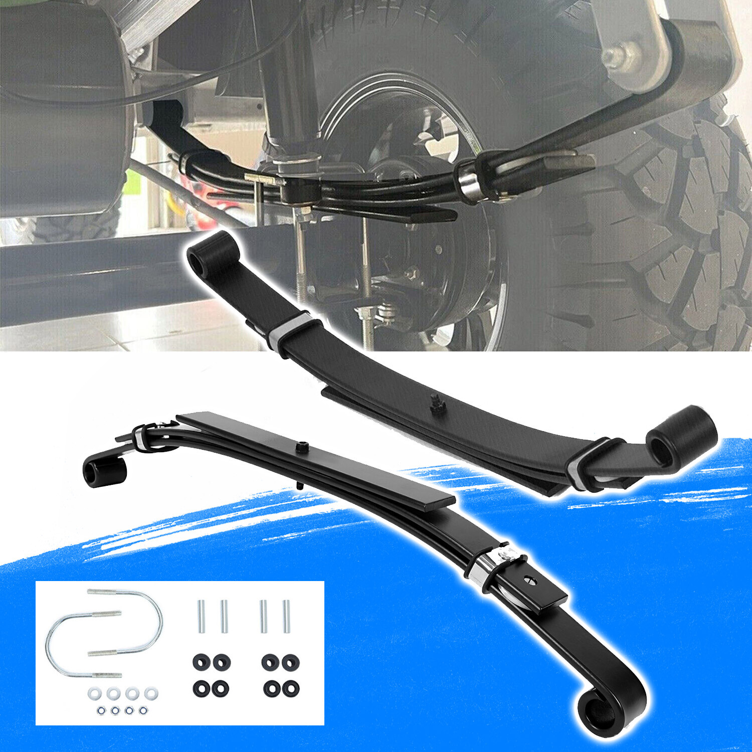 New Rear Heavy Duty 3 Leaf Springs Set Fits 1981+ Club Car DS Golf Cart Set of 2