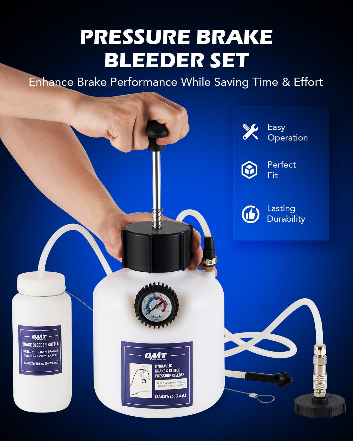 Orion Motor Tech Pressure Bleeder, 2.5L 49.5mm Adapter, blue&white