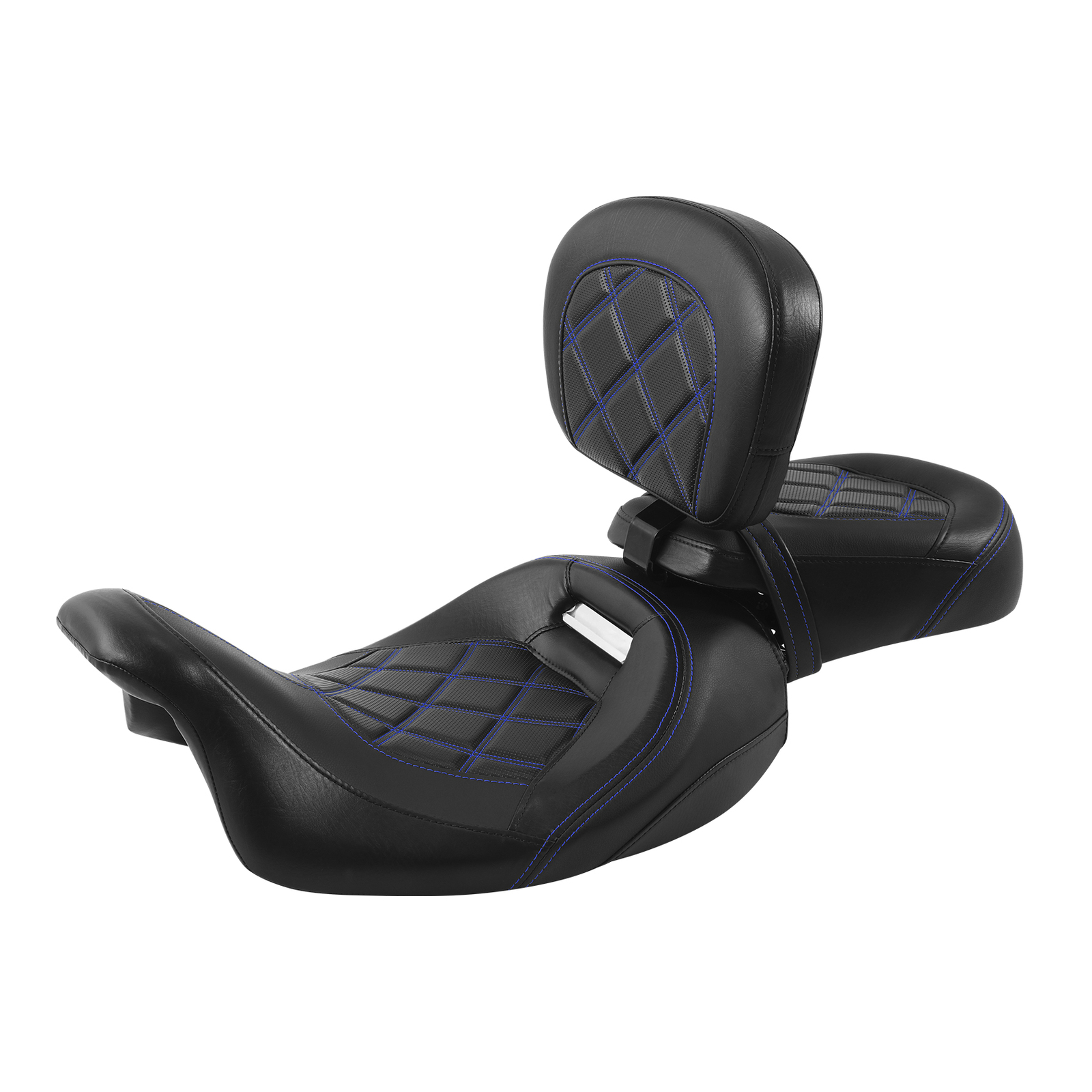 Low-Profile 2 Piece Seat & Rider Backrest Pad Fit For Harley Touring 2009-2023
