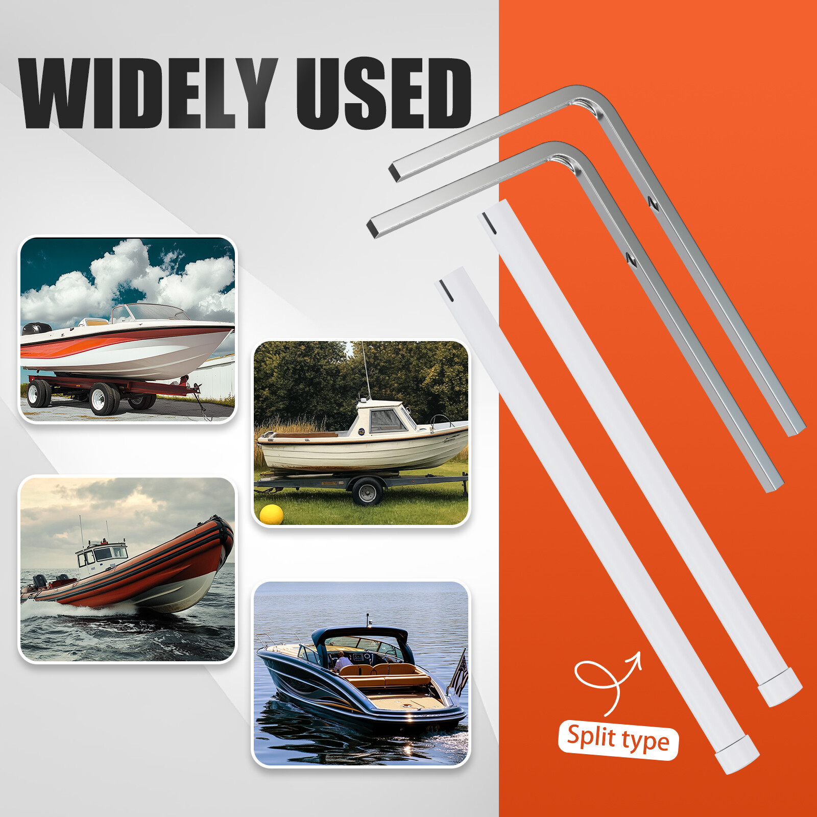 Pair 60″ Boat Trailer Zinc-Plated Guide On Post Kit With PVC Poles Covers