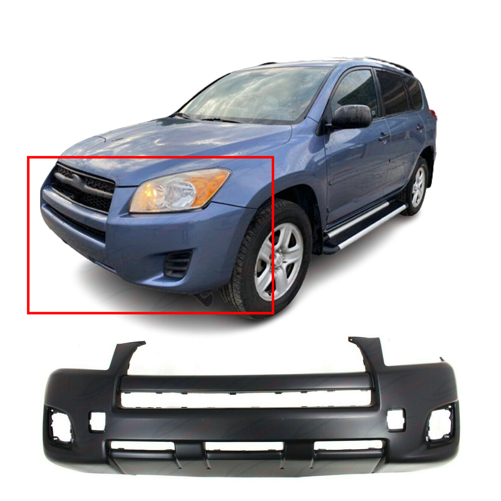 Primed Front Bumper Cover Fascia For 2009-2012 Toyota RAV4 SUV Base TO1000349