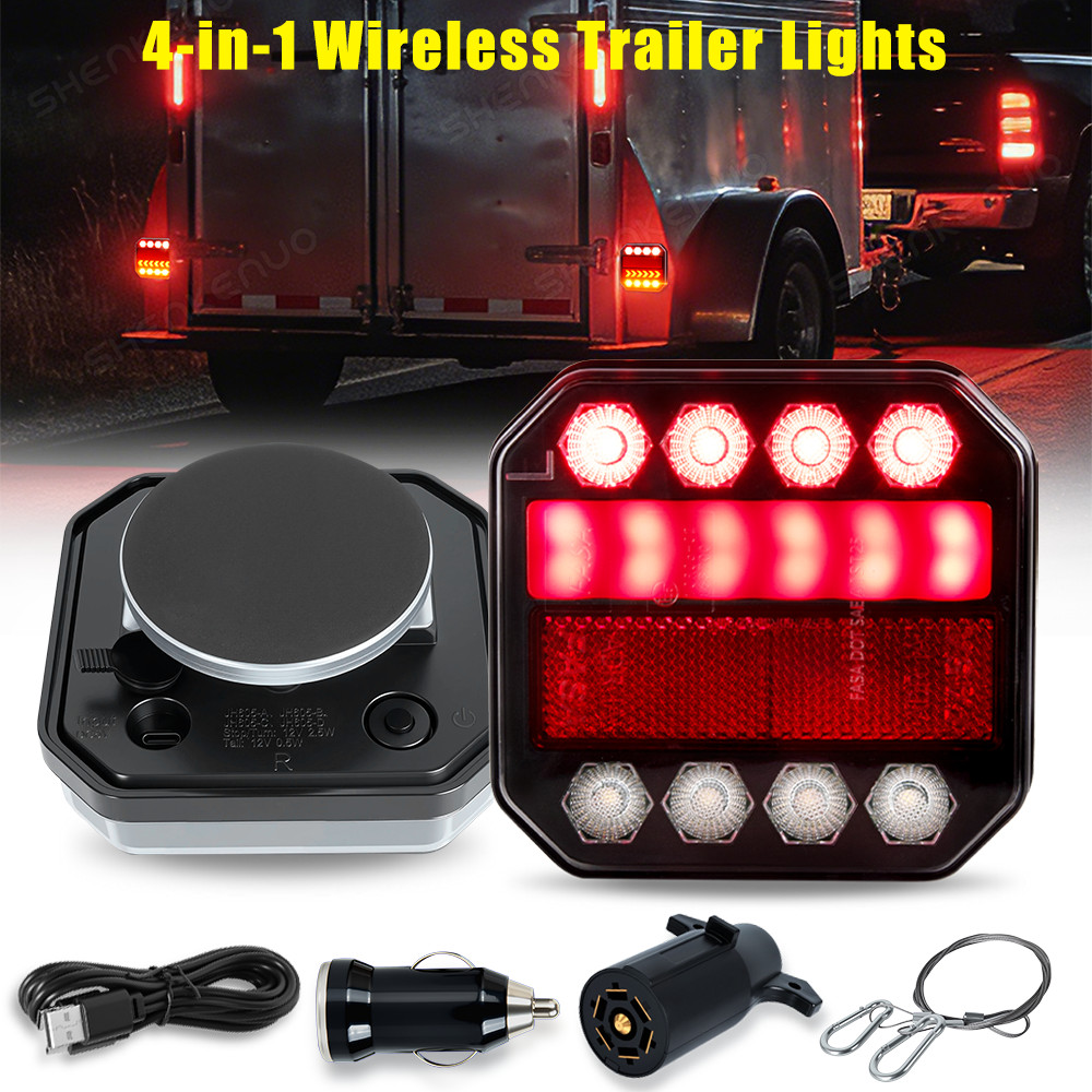 Wireless LED Trailer Safety Light Magnetic USB C Rechargeable IP65 Weatherproof