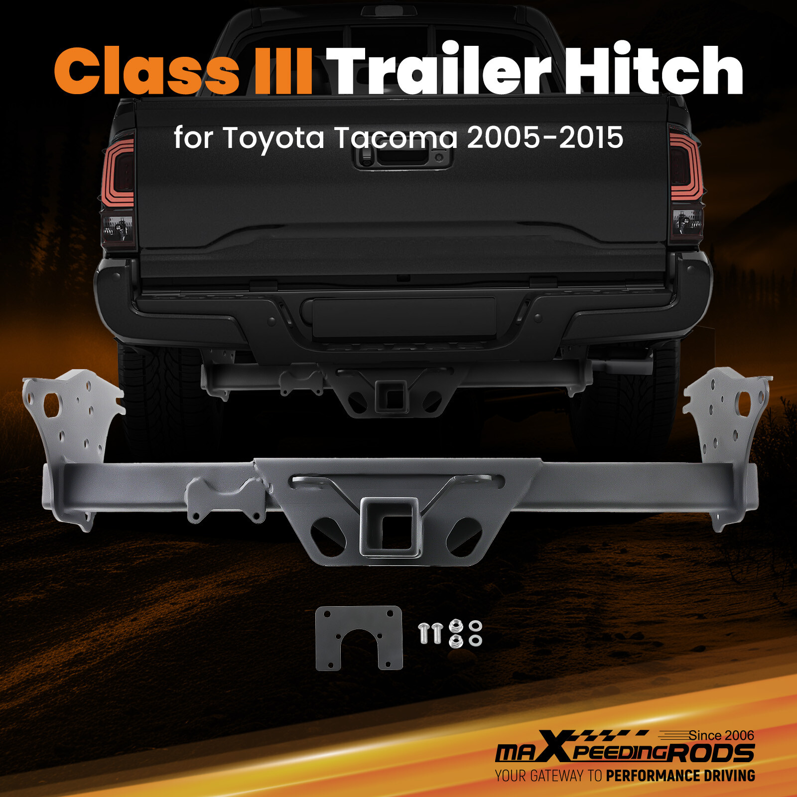 2-in Class III Trailer Hitch Receiver Bumper Tow for Toyota Tacoma 2nd Gen 05-15