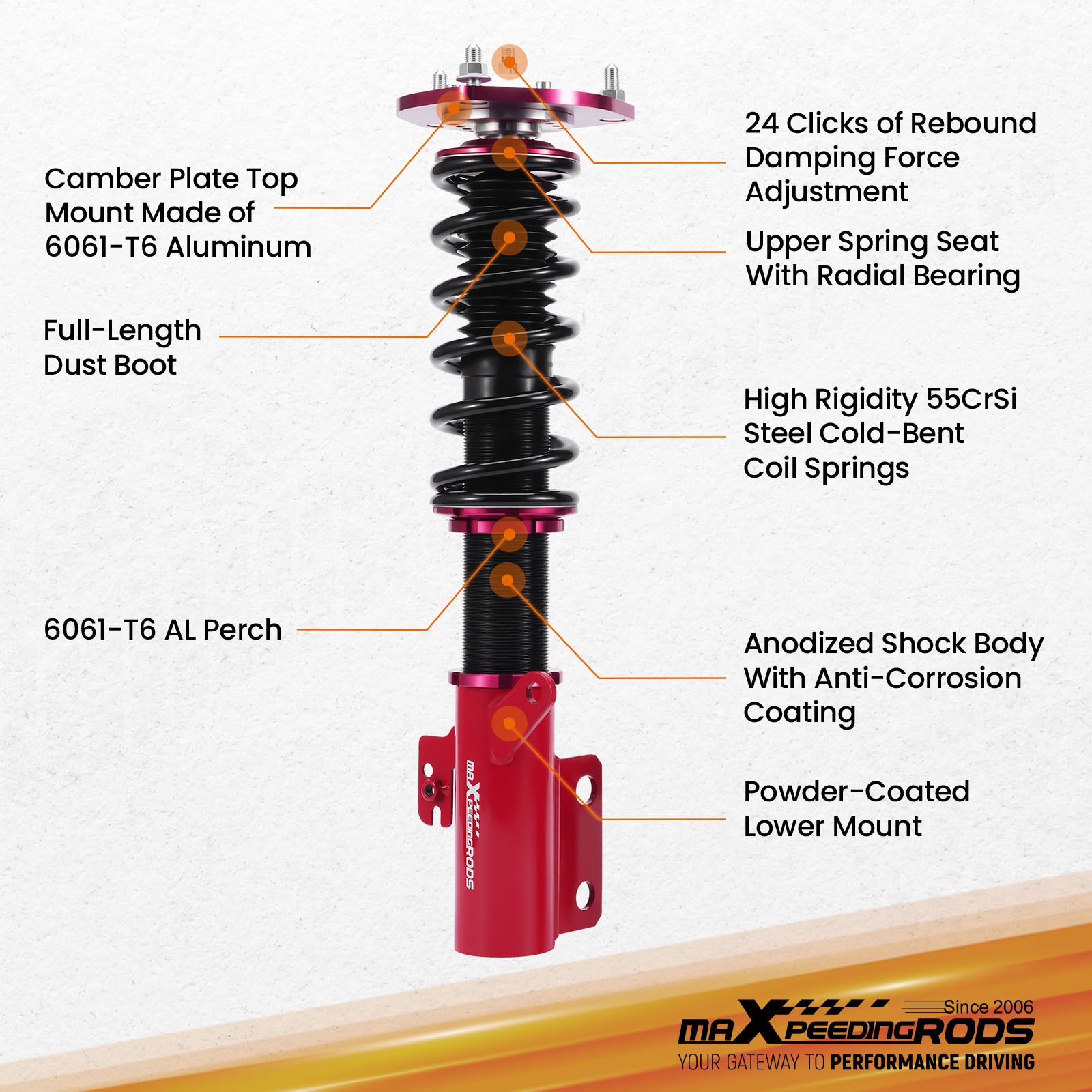 MaXpeedingrods Adjustable Damper Coilovers Struts For TOYOTA CAMRY 2007-2011
