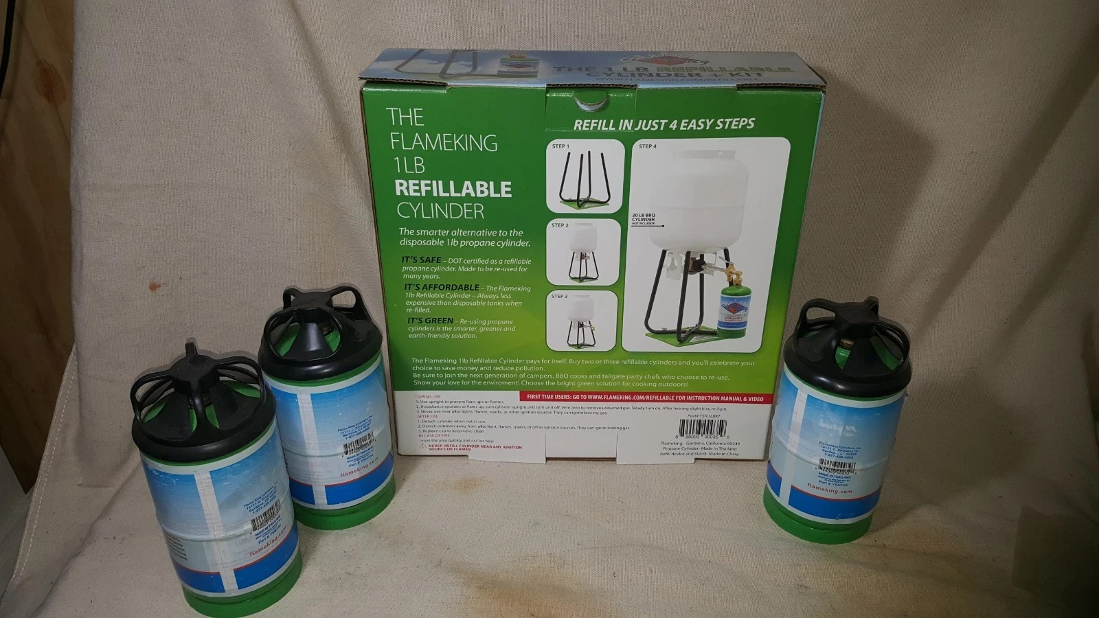 Flame King Refillable 1 lb cylinder Kit with 1 – 1 lb cylinder included