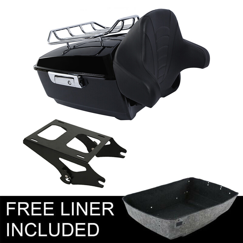 King Trunk Backrest 2 Up Mount Rack Fit For Harley Touring Road King Glide 14-26