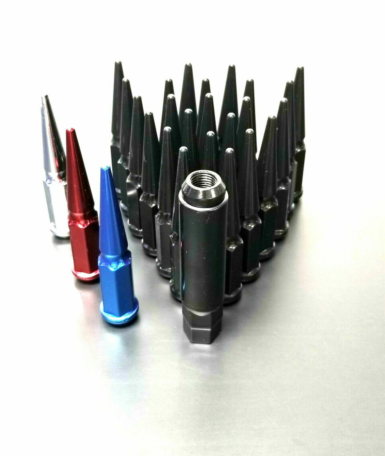 20PC 14X1.5 FIT CHRYSLER 300 BLACK 3/4” WHEEL SPIKE LUG NUT CONICAL SEAT +KEY