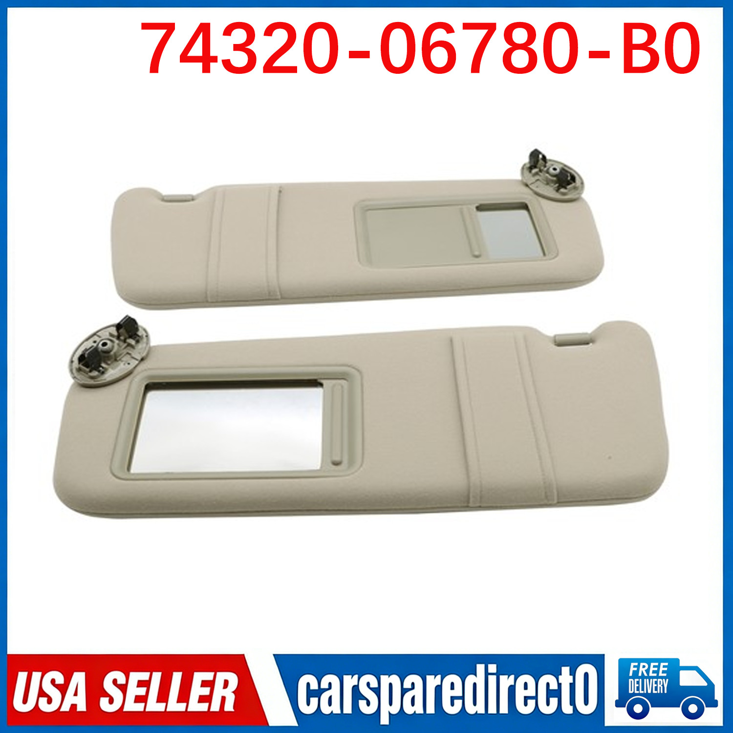 2* For Toyota Camry 2007-2011 Tan Beige Sun Visor Pair Left Right 2.4 2.5 3.5L