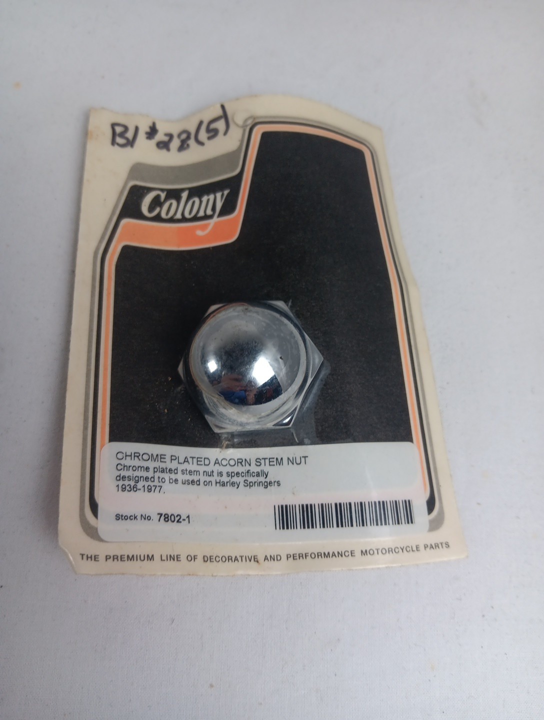 COLONY FOR HARLEY DAVIDSON CHROME PLATED ACORN STEM NUT 7802-1
