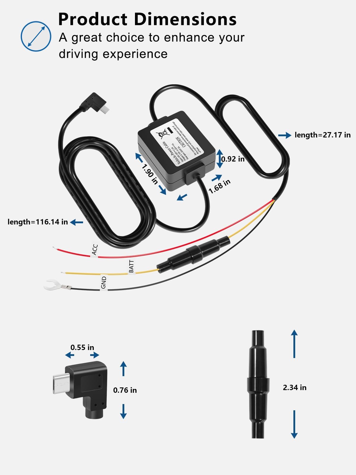 For Garmin Dash Cams Parking Mode Cable 12V-24V Power Cord 010-12530-03
