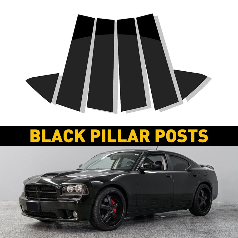 US For Dodge Charger 2006-2010 Glossy Black Pillar Posts Door Window Trim Cover