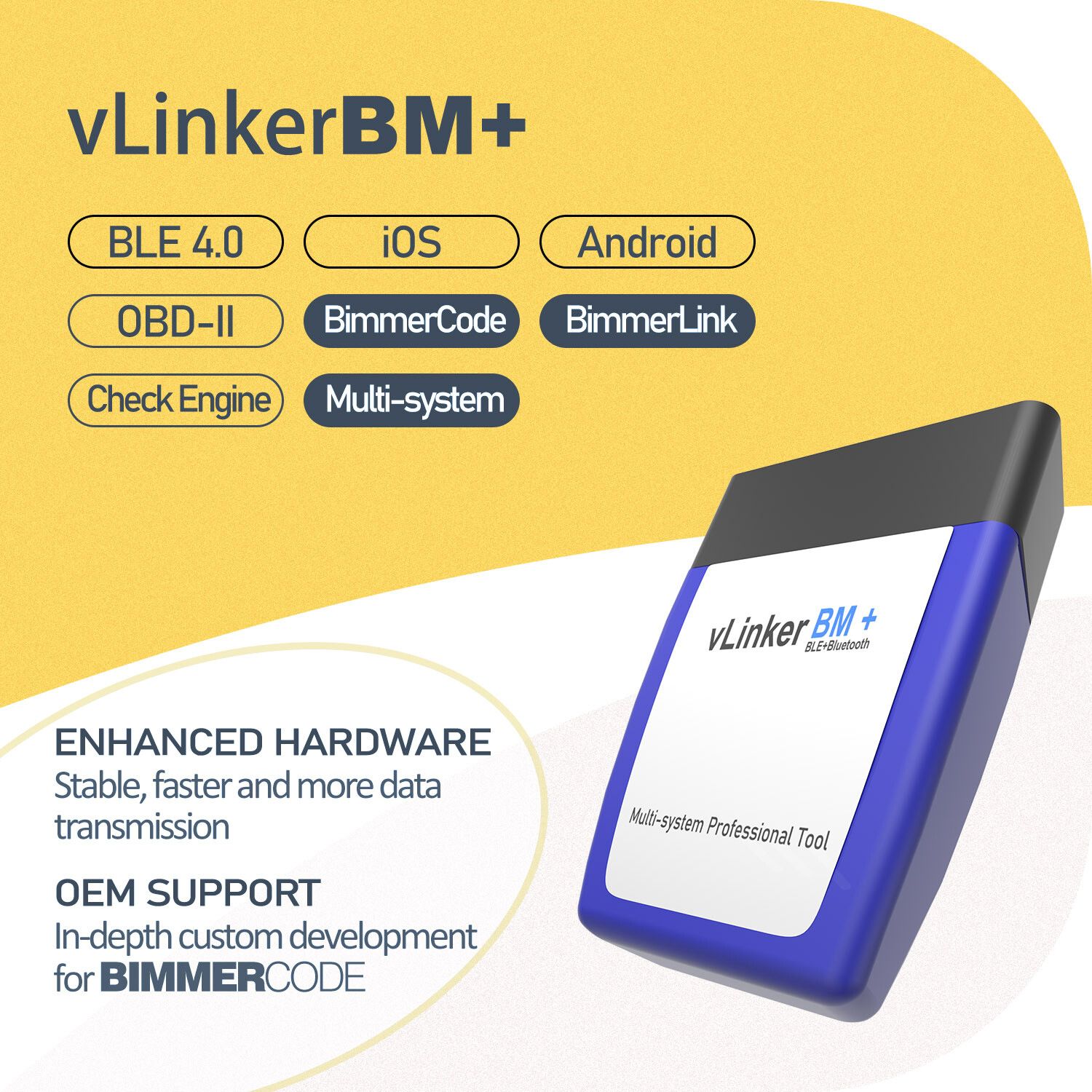 Vgate vLinker BM+ BT 4.0 OBD2 Diagnostic Scanner Tool BIMMERCODE For IOS Android
