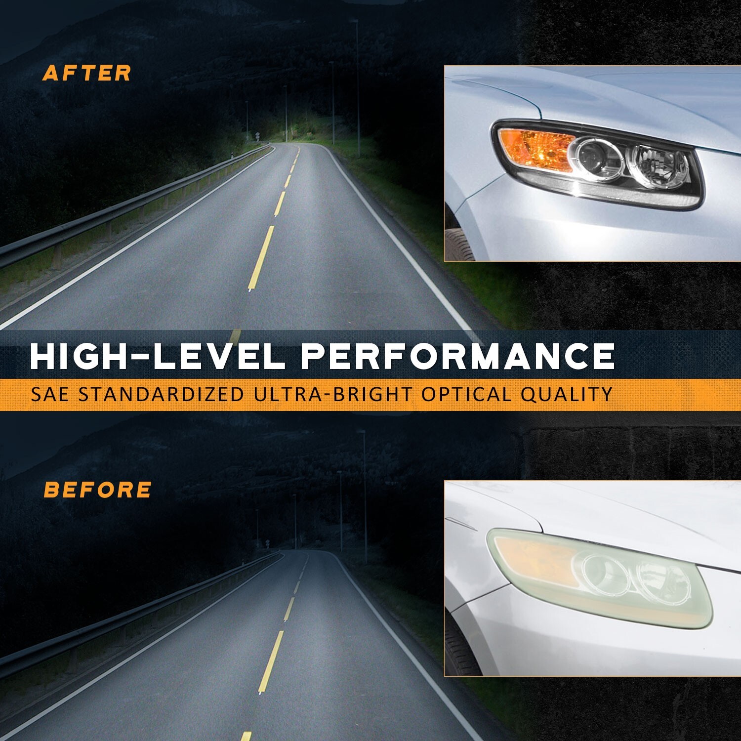 WEELMOTO Pair Headlights for 2007-2012 Hyundai Santa Fe Halogen Black Headlamps