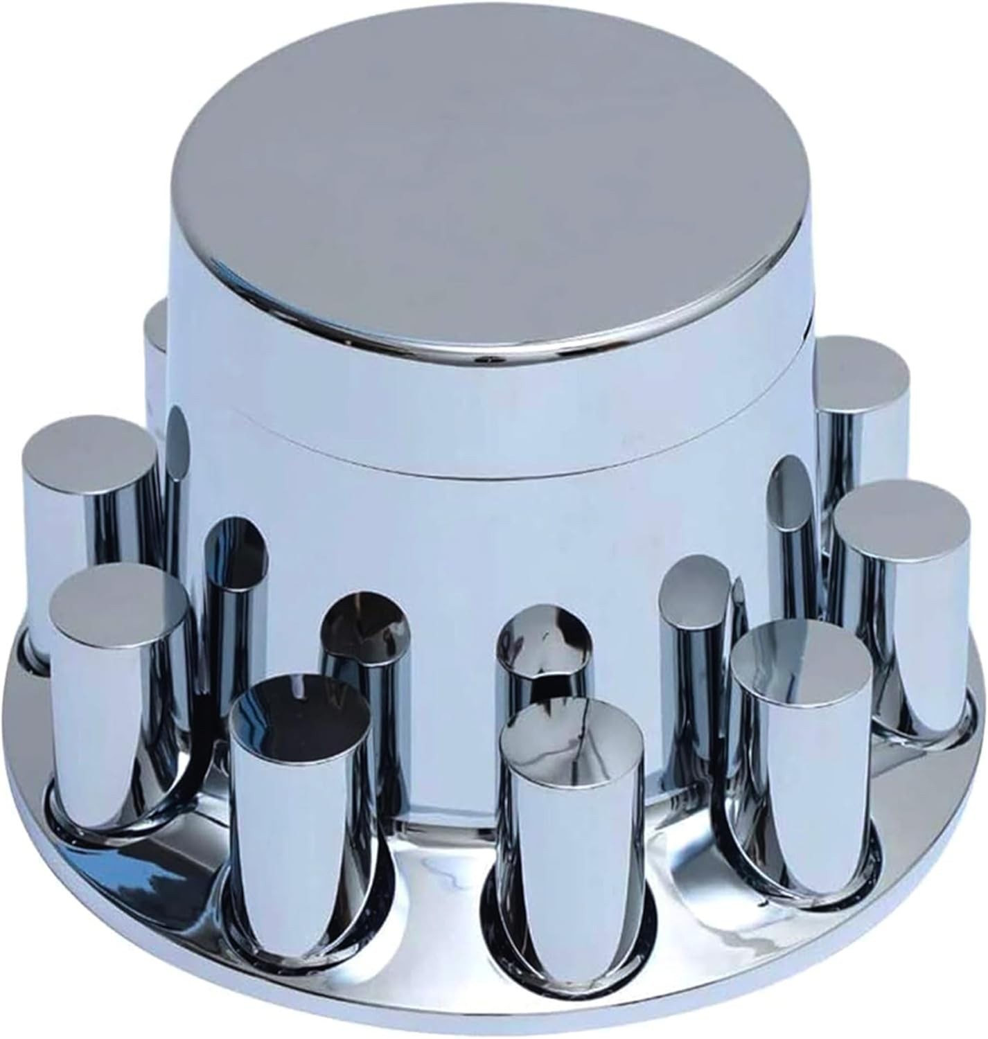 Chrome ABS Rear Flat Top Axle Cover Kit Semi Truck 33mm Threaded Lug Nut Cover