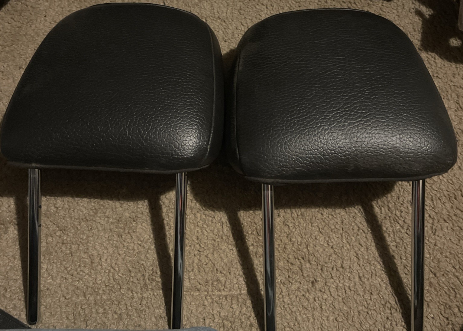 10-14 Mustang Black Leather LF Left RF Right Front Headrest Set Pair OE Factory