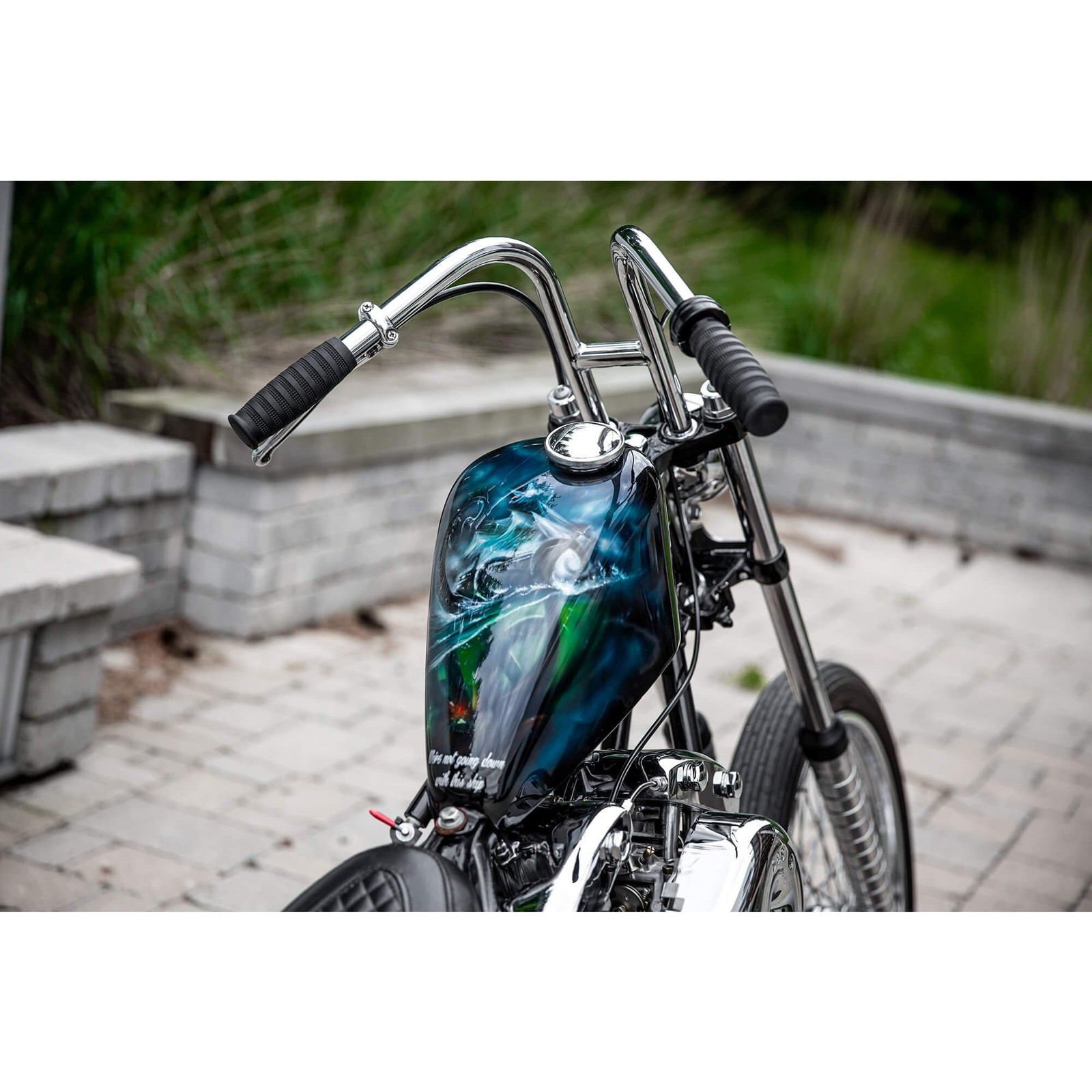 Lowbrow Customs Narrow Rabbit Ears 1″ chrome handlebars Harley chopper Sportster
