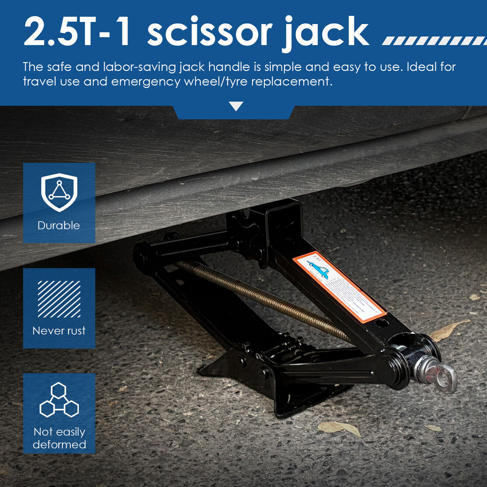 2 Ton，3 Ton Scissor Jack Handle Crank Wheel Lug Wrench Tool Kit Car Garage Tire