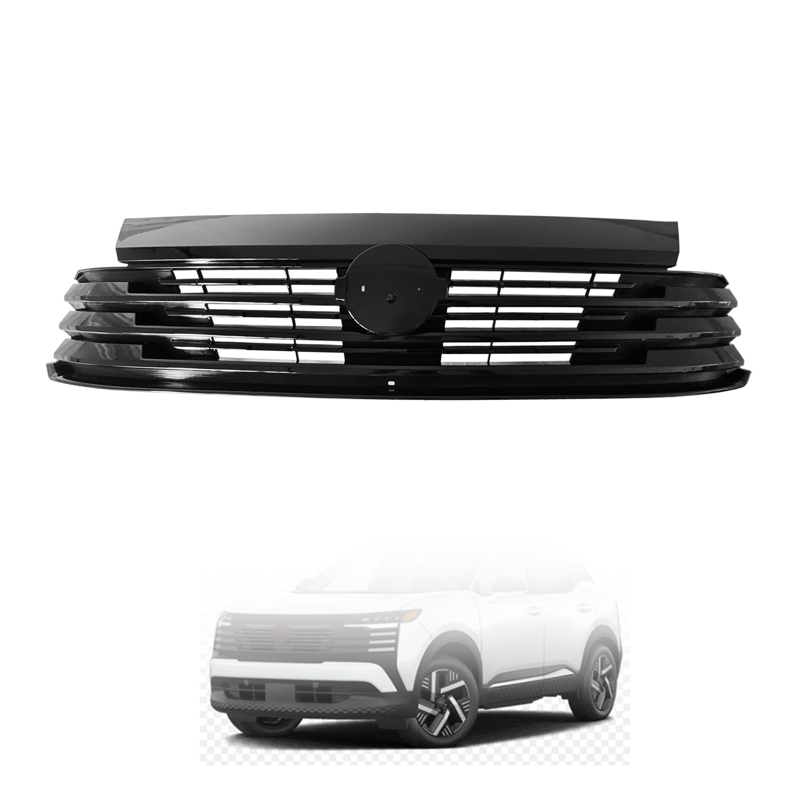 Front Upper Grille Without Camera Hole Gloss Black For 2025 Nissan Kicks S SV