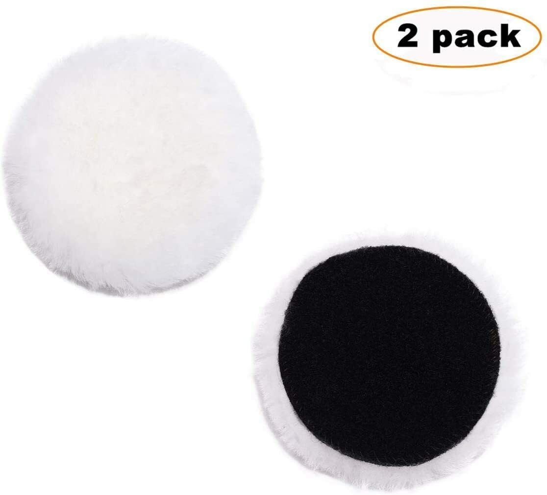 2x Polishing Pad 7″ Pure Wool Car Buffer Polisher Drill Waxing Buffing Wheel Kit