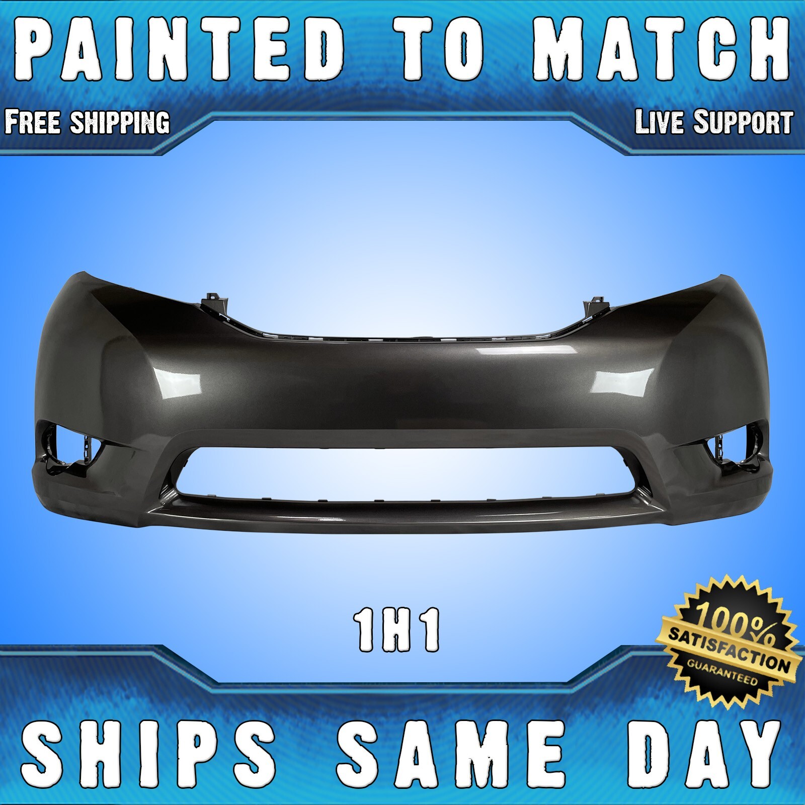 NEW *Painted 1H1 Predawn Gray* Front Bumper Cover for 2011-2017 Toyota Sienna