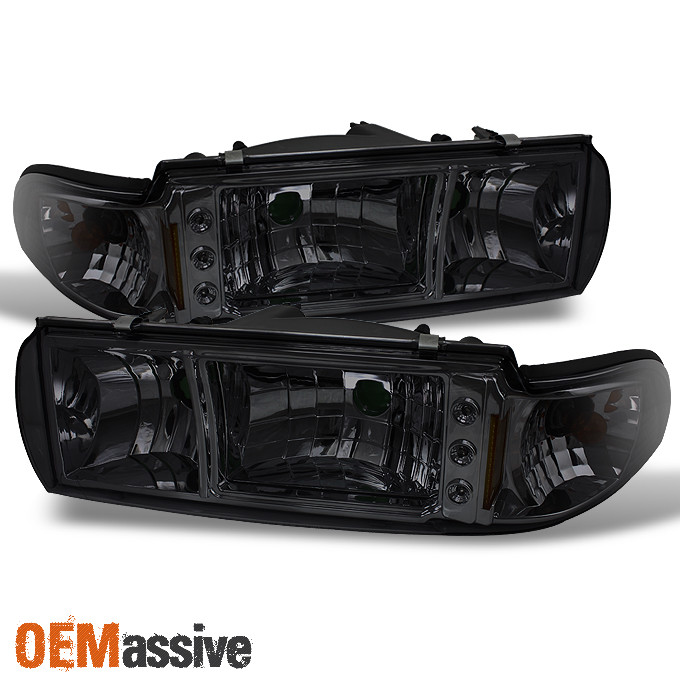 Fit 91-96 Impala Caprice Smoked LED Headlights w/Corner Lamp Left+Right