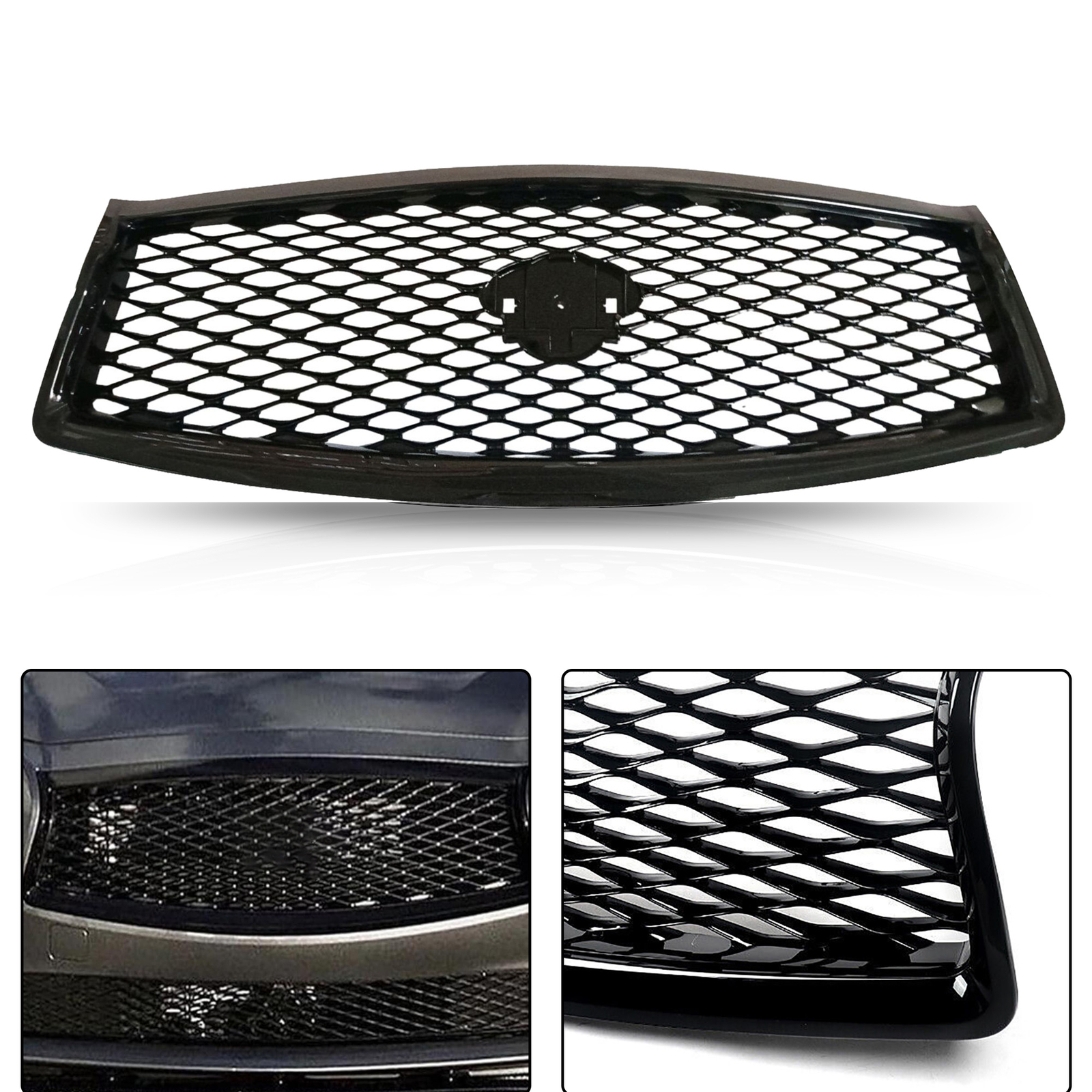 Upper Gloss Black Grille Without camera hole Fit Infiniti Q50 2014-2017
