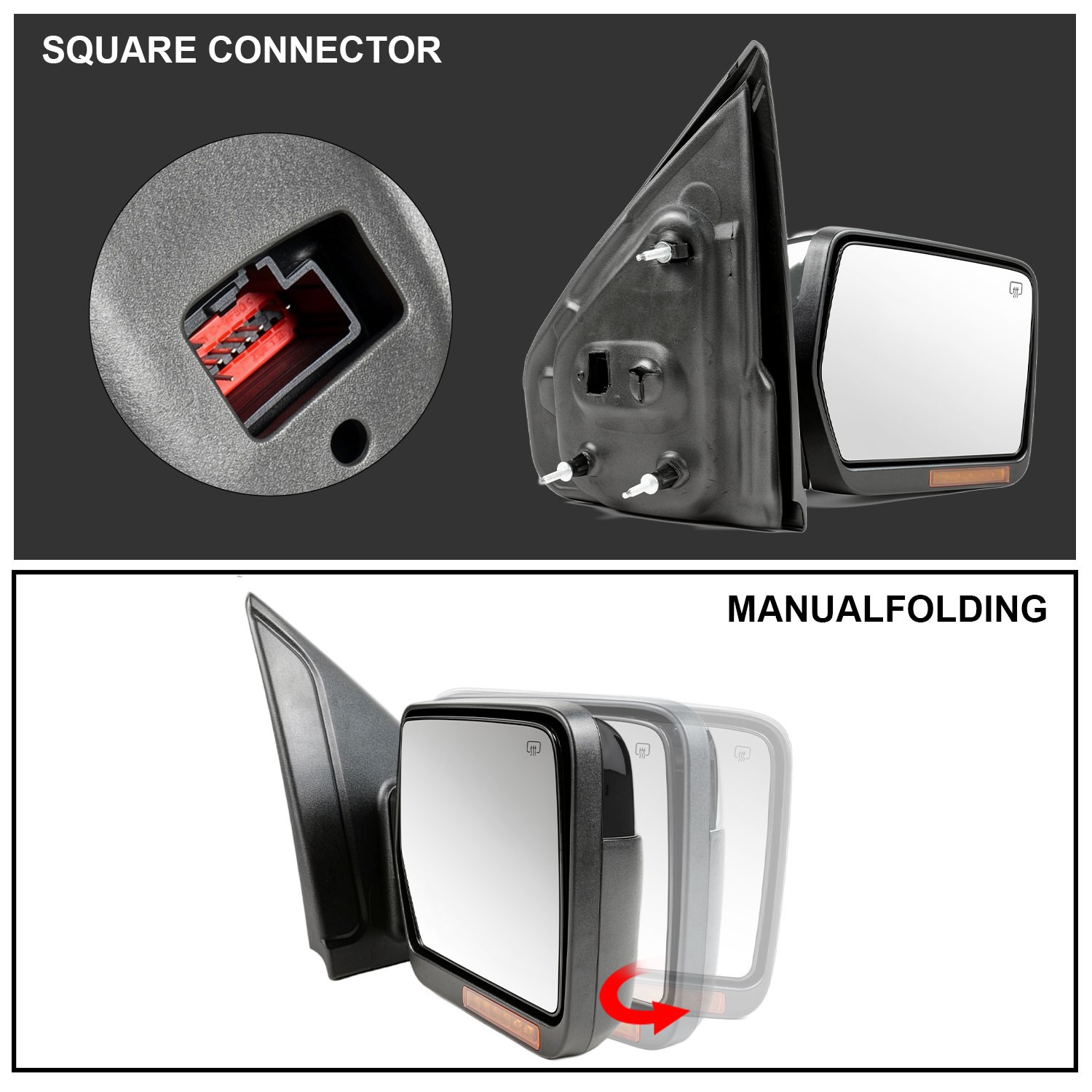 CHUSYYRAY Right Power Mirror w/ Manual Fold Signal Light for Ford F150 2007-2014
