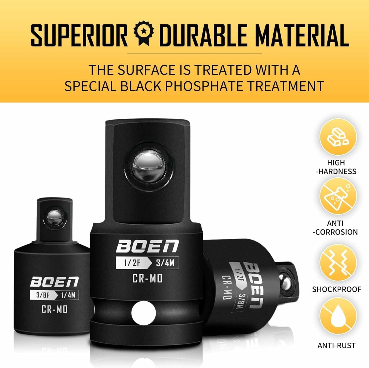 Versatile SAE Impact Adapter Set – 5 Piece CR-MO Steel, Perfect for Home Repairs