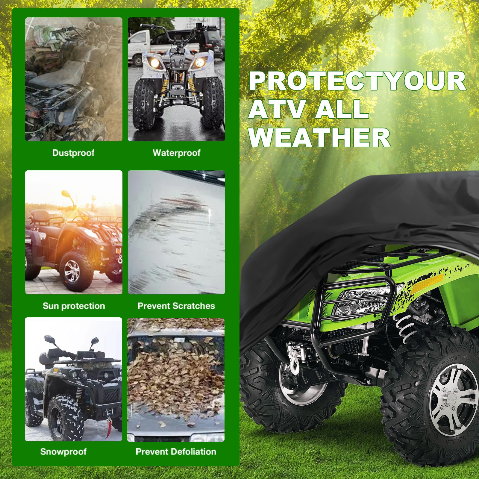 ATV Cover Scratch-Resistant Quad Bike Protection For Polaris Honda Yamaha Suzuki