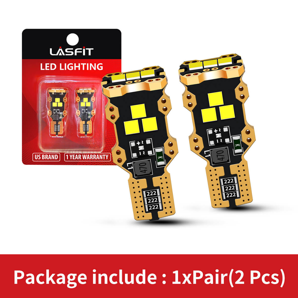 Lasfit CANBUS LED Backup Reverse Light Bulb 921 912 T15 W16W Lamps 6000K White